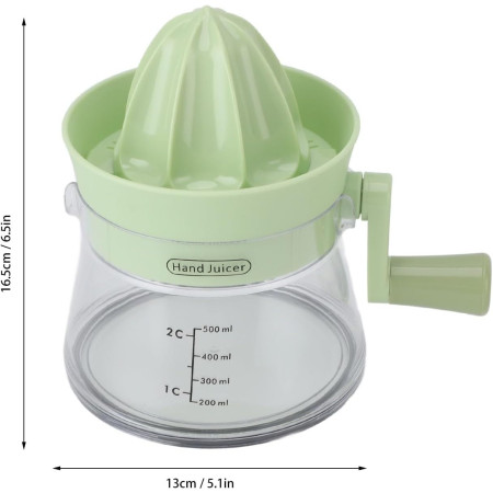Storcator de Citrice Manual, Cyrax, Rezistente, Usor de Folosit si Depozitat, Durabil, Calitativ, 16.5x13cm, Transparent/ Verde