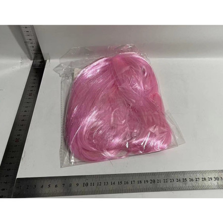 Peruca Cosplay, Cyrax, Tunsoare Bob cu Breton, pentru Carnaval, Halloween, Petreceri Tematice, din PET, Marime Universala, Roz Deschis