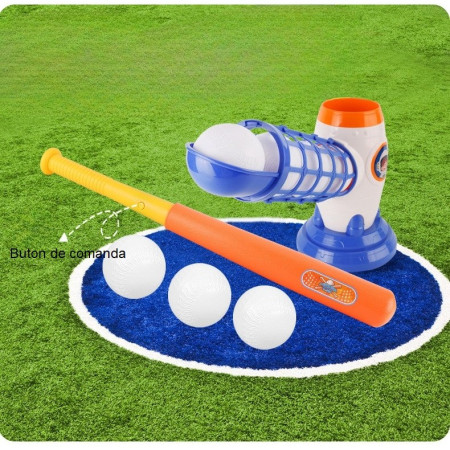 Joc de Baseball Interactiv, Lansator Cyrax, Aruncare prin Buton de Lansare pe Bata, Include Bata si 5 Mingii, 37 x 23 x 16 cm Baza, 59 cm Bata, Multicolor