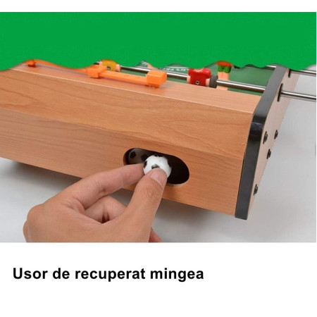 Masa de fotbal cu teren si 18 jucatori Cyrax, 6 manere, cu tablou pentru scor, din metal, lemn si ABS, 50 x 25 x 18 cm, cu picioare, pentru copii/adulti