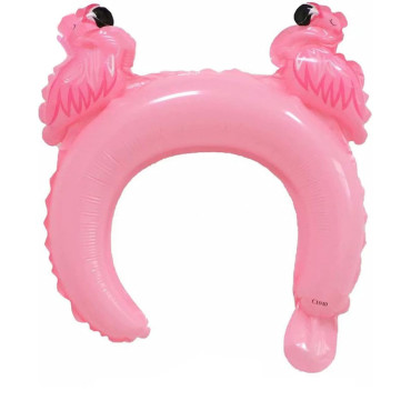 Balon din Folie Metalizata, Cyrax, Tip Coronita cu Urechi, Model Flamingo, Ambalaj Individual, Pai Inclus, Umflare cu Aer sau Heliu, 28 x 27 cm, Roz