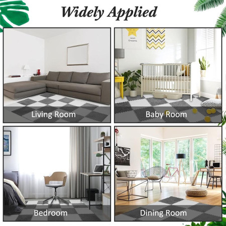 Set 10 Piese Covor tip Puzzle, Cyrax, Spuma EVA, Pufos, 30 x 30 x 1 cm, Gri