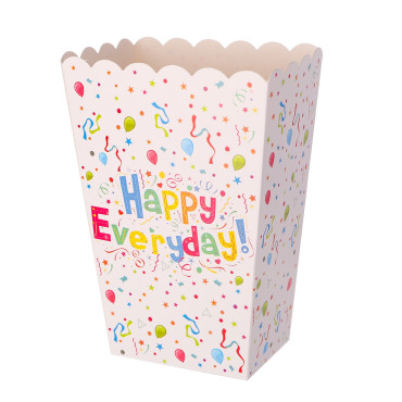 Set 6 Cutii de PopCorn, Cyrax, Model Happy Everyday, 17 x 15 cm, Multicolor