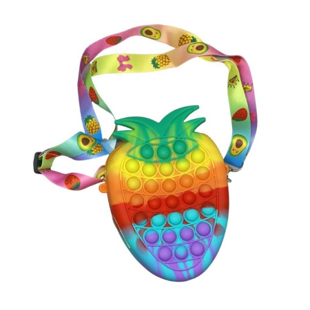 Jucarie antistres din silicon, Cyrax, Pop It Now and Flip It, Geanta mica, Ananas, Multicolor, Model 2