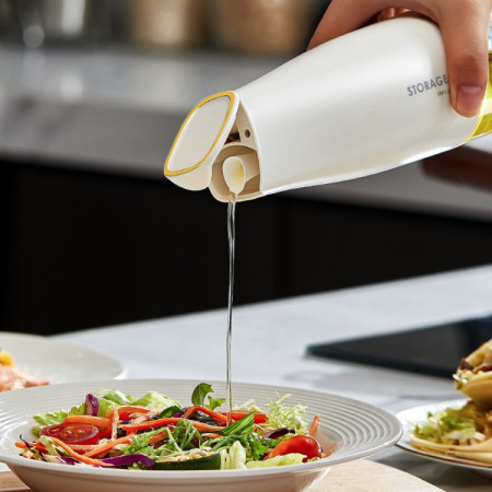 Sticla de Ulei Automata, Cyrax, Sticla pentru Lichide de Bucatarie, 23.7 x 7.25 cm, Volum 550 ml, Alba