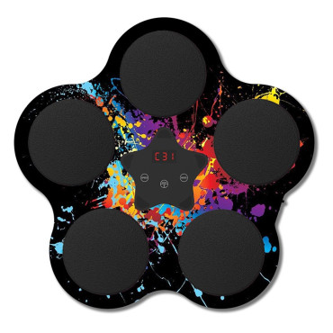 Jucarie de Boxat cu Muzica si Lumini, Cyrax, Bluetooth, Incarcare USB, Aplicare cu Ventuze, 5 Tinte, 40x38x8 cm, 930 g, Negru