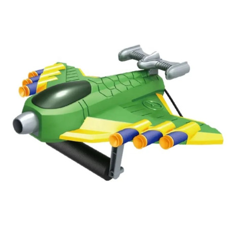 Jucaruie cu Lansator pentru Copii, Cyrax, Lanseaza Manual, Tinta, Avion, 20 de Gloante din Material Moale, Joc Interactiv, 24x23.5x6.3 cm, Verde