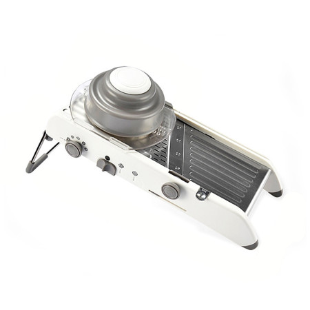 Feliator Manual Multifunctional, Cyrax, Usor de Folosit, pentru Legume, Fructe, Razatoare, Otel Inoxidabil, Accesoriu Bucatarie, 39 x 11.5 x 12.5 cm Alb