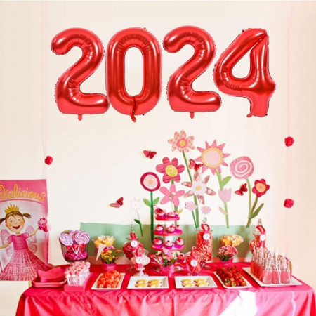 Balon din Folie Metalizata Cyrax, Figurina Cifra, Tema Aniversare 40 cm, Ambalaj Individual, Pai inclus, Umflare cu Aer sau Heliu, Rosu, Cifra 2