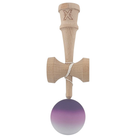 Kendama X Originala, Profesionala, Cyrax, din Lemn, Rubber Grip, 18 cm, Negru/Maro/Alb