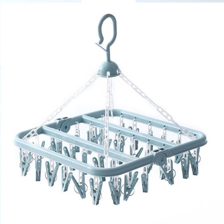 Uscator de rufe  32 de cleme, Plastic, Pliabil, rotire 360 grade, 32x32 cm, Albastru