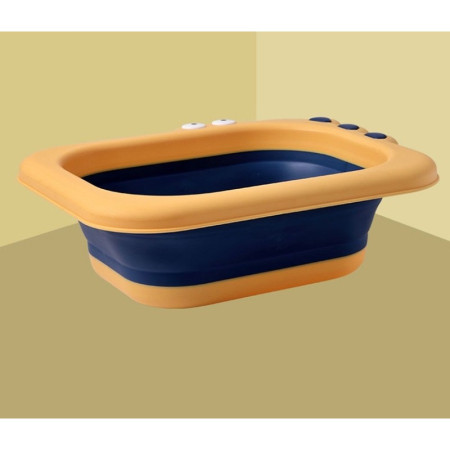Lavoar Pliabil, Cyrax, pentru Copii, din PP/TPE, Portabil, Model Crocodil, 30x24.5x9 cm, Galben/Albastru
