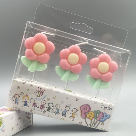 Set 3 Lumanari, Cyrax, Tema Flori, Model 2, din Parafina, Multicolor