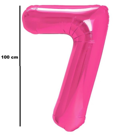 Balon din Folie Metalizata, Cyrax, Figurina Cifra, Model 7, Tema Aniversare 100 cm, Ambalaj Individual, Pai Inclus, Umflare cu Aer sau Heliu, Roz