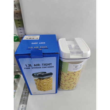 Cutie de Depozitare Alimente, Cyrax, Cutie de Depozitare tip Container pentru Bucatarie, cu Capac, Inchidere Ermetica, Cutie pentru Cereale, 20.5 x 10 x 10 cm, volum 1.2 L, Alb