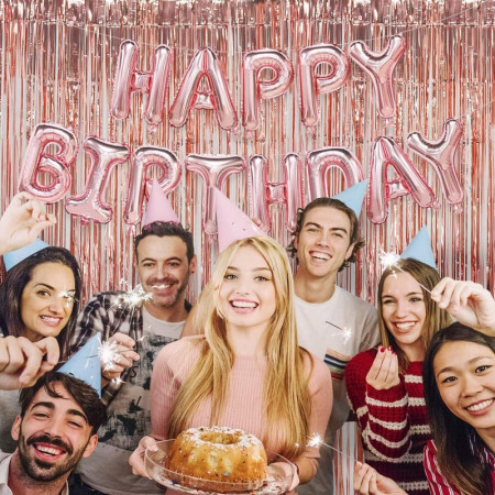 Perdea Franjurata, Cyrax, Model Decor Petrecere, pentru Fundal de Poze, Amenajare Colorata a Petrecerii, Dimensiune 100x200 cm, Roz Auriu