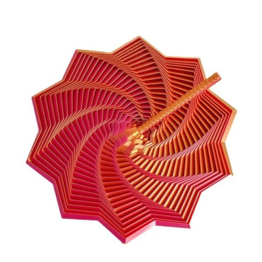 Jucarie Decompresie, Cyrax, Model Stea 3D, DuoChrome, Maner Spirala, Turn Magic Geometric, Multiple Forme, Anti-stress, 17 cm, Rosu/Auriu