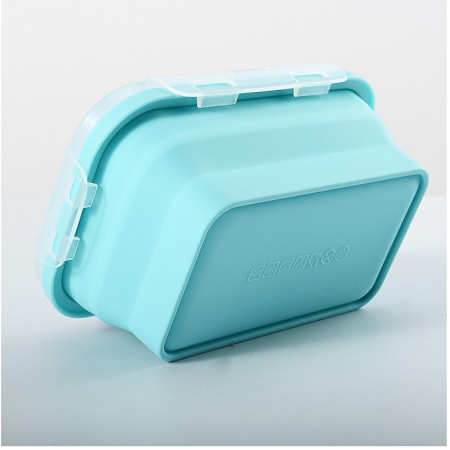 Set 3 caserole pliabile Cyrax, din silicon, rezistenta la temperaturi ridicate, usor de depozitat si curatat, 350/500/800 ml, utilizare in cuptorul cu microunde, albastra