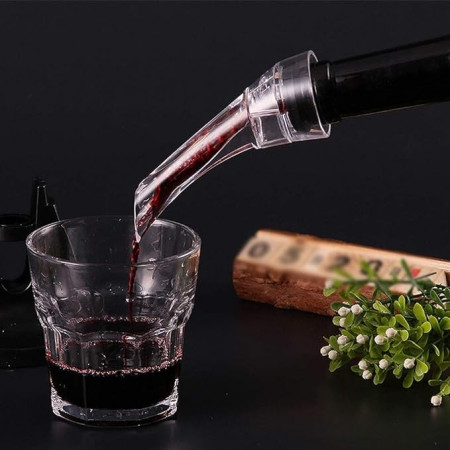 Aerator cu Turnator de Vin 2in1, Cyrax, Decantare, Anti-Picurare, Fara Scurgere, 18x10x8cm, Negru