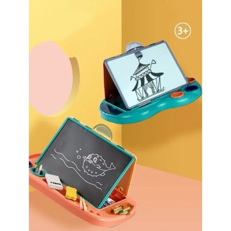Cyrax Jucarie educativa pentru copii 2 in 1, masa si tabla pentru desenat