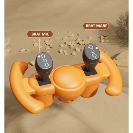 Excavator Electric, Cyrax, pe 4 Roti Antiderapante, cu Telecomanda, Brat Controlat Electric, cu Telecomanda, +2 Ani, Maro