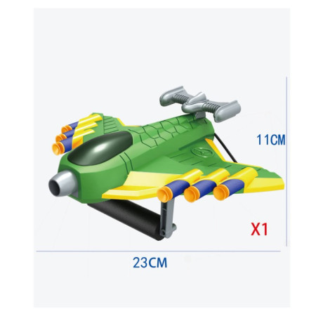 Jucaruie cu Lansator pentru Copii, Cyrax, Lanseaza Manual, Tinta, Avion, 20 de Gloante din Material Moale, Joc Interactiv, 24x23.5x6.3 cm, Verde