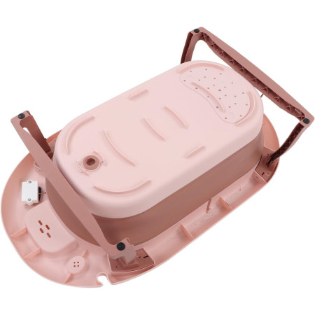 Cada de Baie, Cyrax, pentru Copii 0 luni - 6 Ani, cu Termometru, Pliabila, Perna Suport Inclusa, din Plastic, 81.5 x 49 x 21.5 cm, Roz