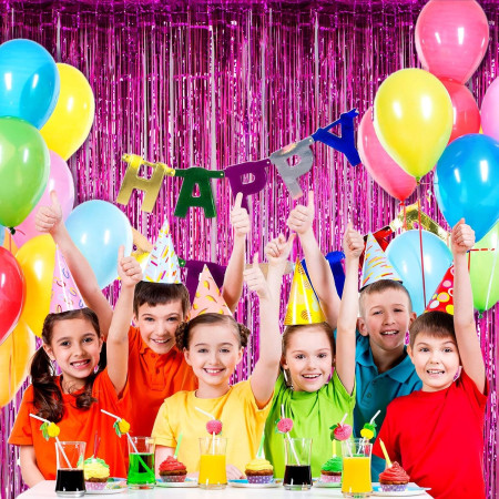 Perdea Franjurata, Cyrax, Model Decor Petrecere, pentru Fundal de Poze, Amenajare Colorata a Petrecerii, Dimensiune 100x200 cm, Roz Inchis