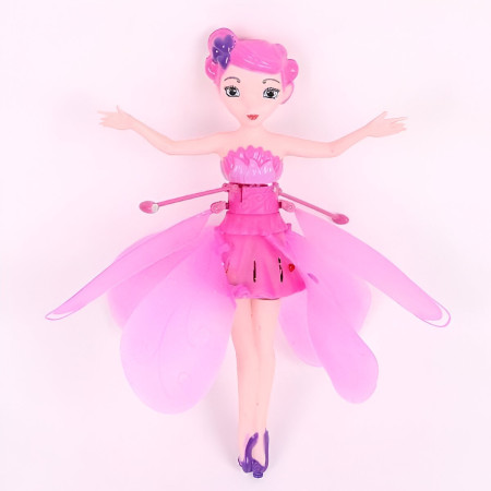 Papusa Zana Zburatoare, Cyrax, Jucarie cu Senzor pentru Coordonarea Miscarilor, Incarcare USB, cu Lumini, 19x6.5 cm, Roz