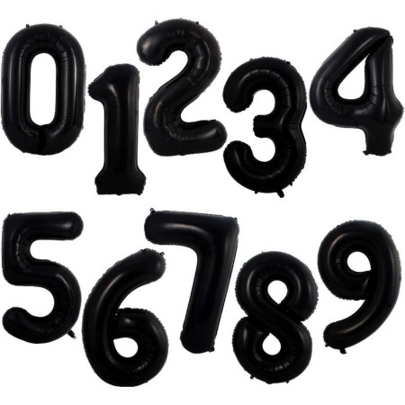 Balon din Folie Metalizata, Cyrax, Figurina Cifra, Tema Aniversare 100 cm, Ambalaj Individual, Pai inclus, Umflare cu Aer sau Heliu, Negru, Cifra 2