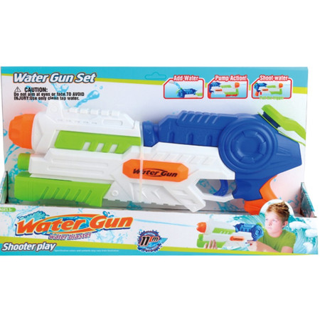 Pistol cu Apa pentru Copii, Rezervor, Pentru Piscina/Plaja, Cyrax, 6ani+, Albastru/Multicolor, 1000ML