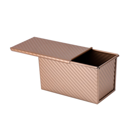 Tava pentru Paine, Cyrax, din Otel Carbon, 450 g, cu Capac, Antiaderenta, 21 x 11 x 11.5 cm, Roz Auriu