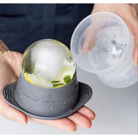 Forma cub de gheata, Cyrax, rotund, Polipropilena/Silicon, 11x7.5x7.8 cm, Gri