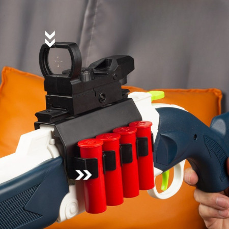 Pusca de Jucarie S686 Ultrarealista, UDL XM1014, Cyrax, Manuala, cu Luneta, 10 de Proiectile din Spuma Moale, 5 Cartuse, 80 cm, 8 ani+, Alb