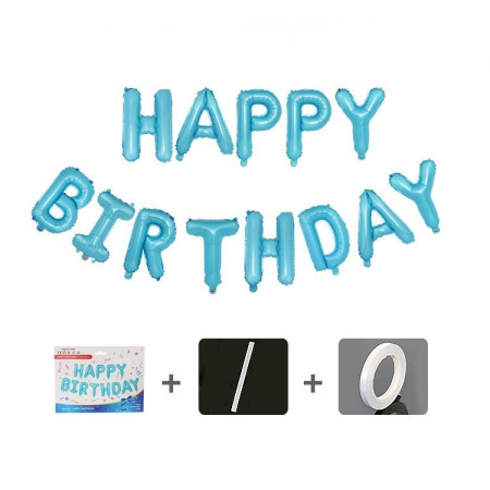 Set baloane folie Cyrax, Happy Birthday, 40 cm, baby blue