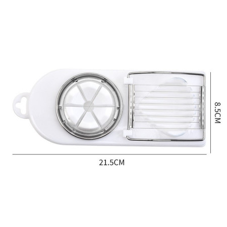 Feliator multifunctional Cyrax pentru oua, mozzarela, fructe, 2 forme de feliere, agatatoare, 20 cm, Alb