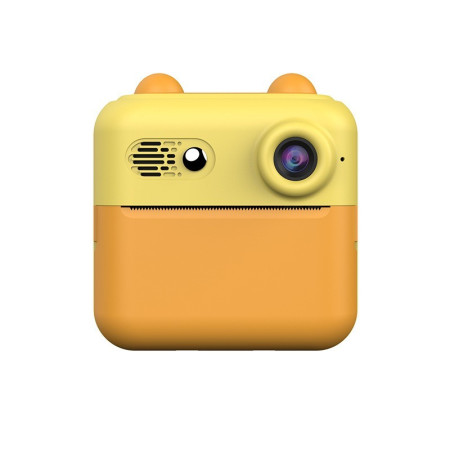 Camera Instantanee pentru Copii, Cyrax, cu Functie de Printare, Cablu USB-C, Bluetooth, compatibil iOS/Android, Imprimare APP, Model Urechi, Snur Subtire Inclus, Portocaliu