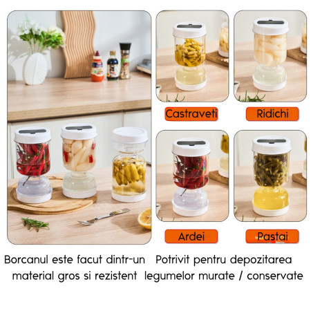 Borcan pentru Muraturi, Cyrax, cu Separator pentru Lichide, Ermetic, Termorezistent, Tip Clepsidra, 1400 ml, ABS, Alb, 13.5x9.5 cm