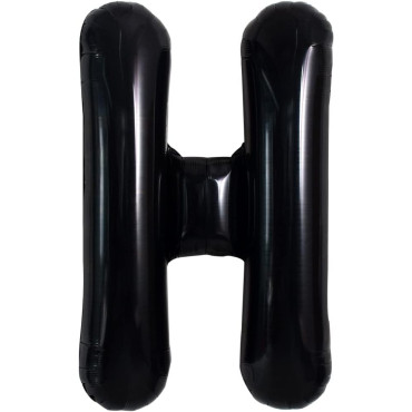 Balon Folie Metalizata Litera H, Cyrax, 40 cm, Umflati cu Heliu sau Aer, Ambalaj Individual, Pai inclus, Negru