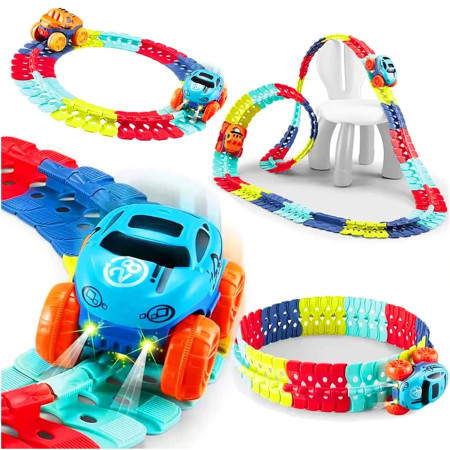 Jucarie de Constructie RollerCoaster, Cyrax, 138 de Piese, 41.5x31x7 cm, cu Masini, Multicolor