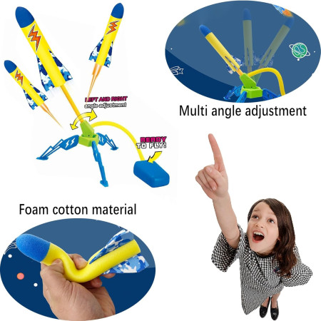 Jucarie pentru Copii, Cyrax, Lansator de Rachete cu Piciorul, un Singur Lansator, 3 Rachete cu Lumini, 40.5 cm Inaltime, Multicolor