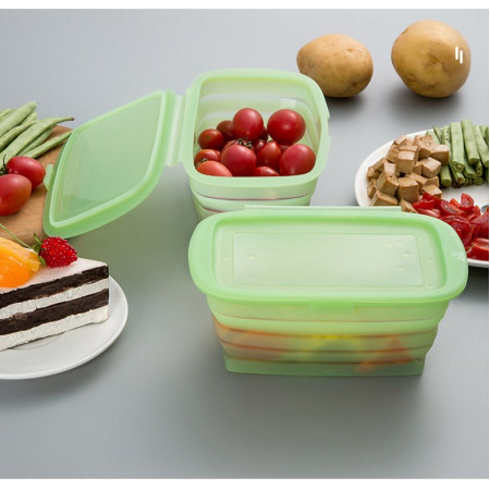 Caserola din Silicon, Cyrax, Pliabila, 1L, 18.8 x 8 x 11.5 cm, Rezistenta Temperaturi Extreme, Verde