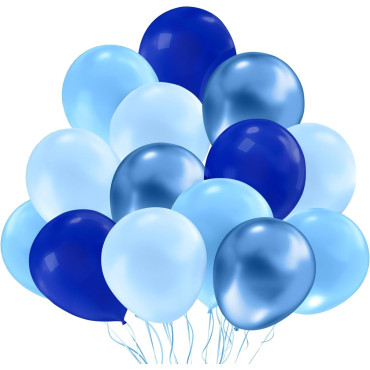 Set 10 Baloane din Latex, Cyrax, Model Party, Albastru Diferite Nuante, 30 cm, 2.8 g