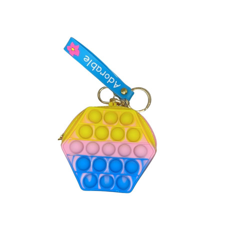 Jucarie antistres din silicon, Cyrax, Pop It Now and Flip It, Portofel hexagon, Galben/Albastru