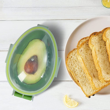 Recipient de Depozitare Avocado, Cyrax, Etans, pentru Frigider, din Plastic, Mentinere Proaspata, 15.3x11x8 cm, Verde