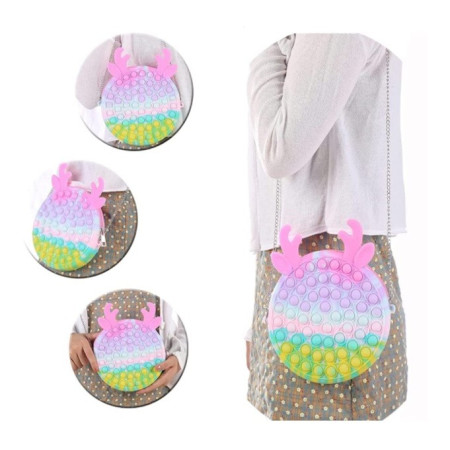 Jucarie antistres din silicon Cyrax, Pop it Now and Flip It ,Geanta ,Multicolor