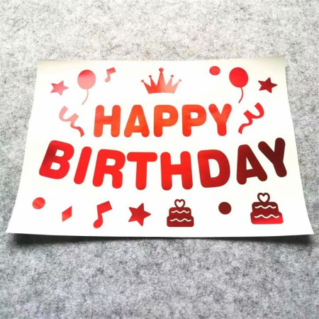 Sticker Autocolant pentru Baloane, Cyrax, Tematica Aniversare, Model Happy Birthday, 29x21 cm, Rosu
