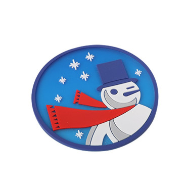 Suport pentru Pahar, Cyrax, Model Om de Zapada, din PVC, 10 cm, Rezistent la Caldura, Albastru