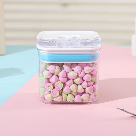 Cutie de Depozitare Alimente, Cyrax, Cutie de tip Container pentru Bucatarie, Cutie pentru Condimente, din PET ABS Silicon, 10 x 10 x 10.5 cm, 250 g, 0.5L Transparenta