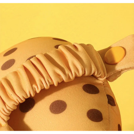 Masca de dormit, Cyrax, 2 in 1, cu Tetiera, din Particule de Spuma si Bumbac, Model Leopard ,Portocaliu